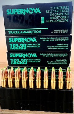 SUPERNOVA 7.62X39 123GR GREEN TRACER AMMUNITION 100 rds